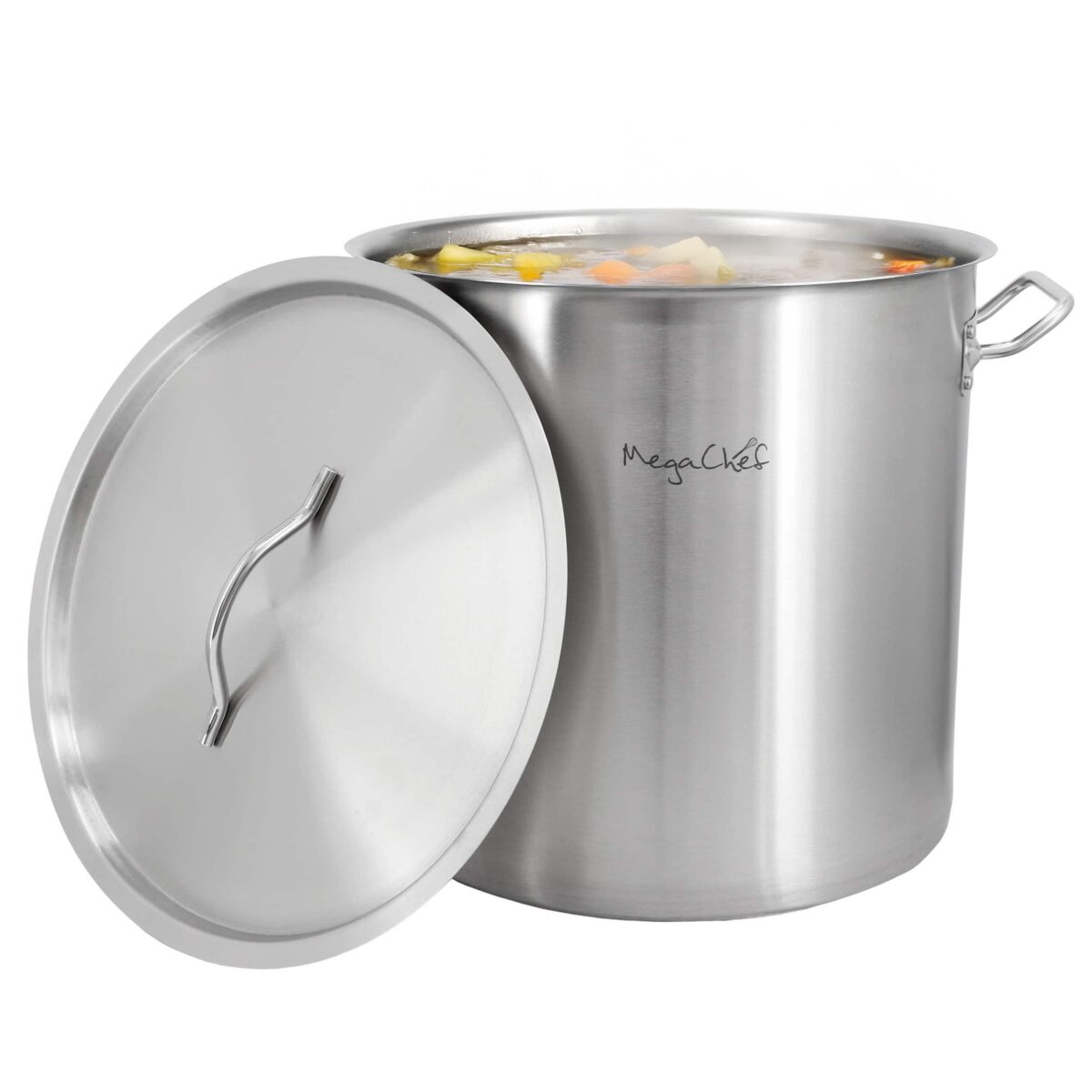 375709a8-622e-4b12-a7d3-5cab30fa3655.jpg MegaChef - Professional Kitchen 38.5 Quart Round Stainless Steel Stock Pot with Lid - Silver