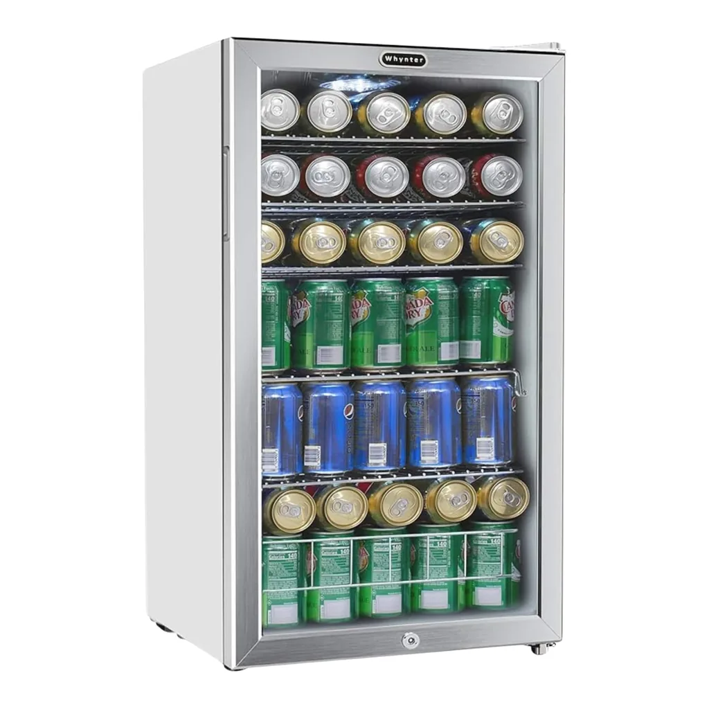 37ed5ea6-9253-4c37-9ed1-8353a6adf26f.jpg Whynter - 127 Can Freestanding Beverage Refrigerator cooler with Lock - Stainless Steel
