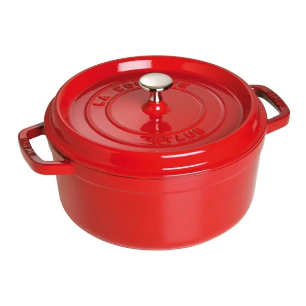 37f6dd19-7add-4c5e-8026-04c0068a95d1.jpg Staub - Cast Iron Round Cocotte, Dutch Oven, 4-quart, serves 3-4, Made in France - Cherry
