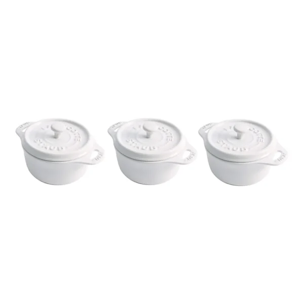 385fe7ca-1a9d-433b-94d3-5a252e6bd8b4.jpg Staub - Ceramic 3-pc Mini Round Cocotte Set - White