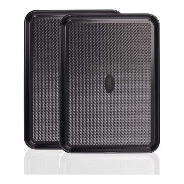 386060d9-33df-4636-b120-b8c373d49e73.jpg Baker's Secret - 2 Pack Half Sheet Pan Set, 1/2 Cookie Sheets for Baking with Diamond Texture, 17.7" x 13"