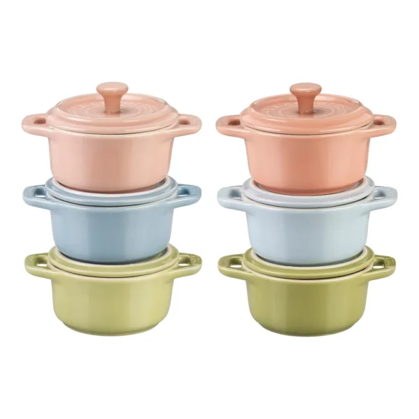 3876398f-2b4a-42f6-9870-9239c7d4c5bf.jpg Staub - Ceramic 6-pc Mini Round Cocotte Set - Macaron Colors - Pastel