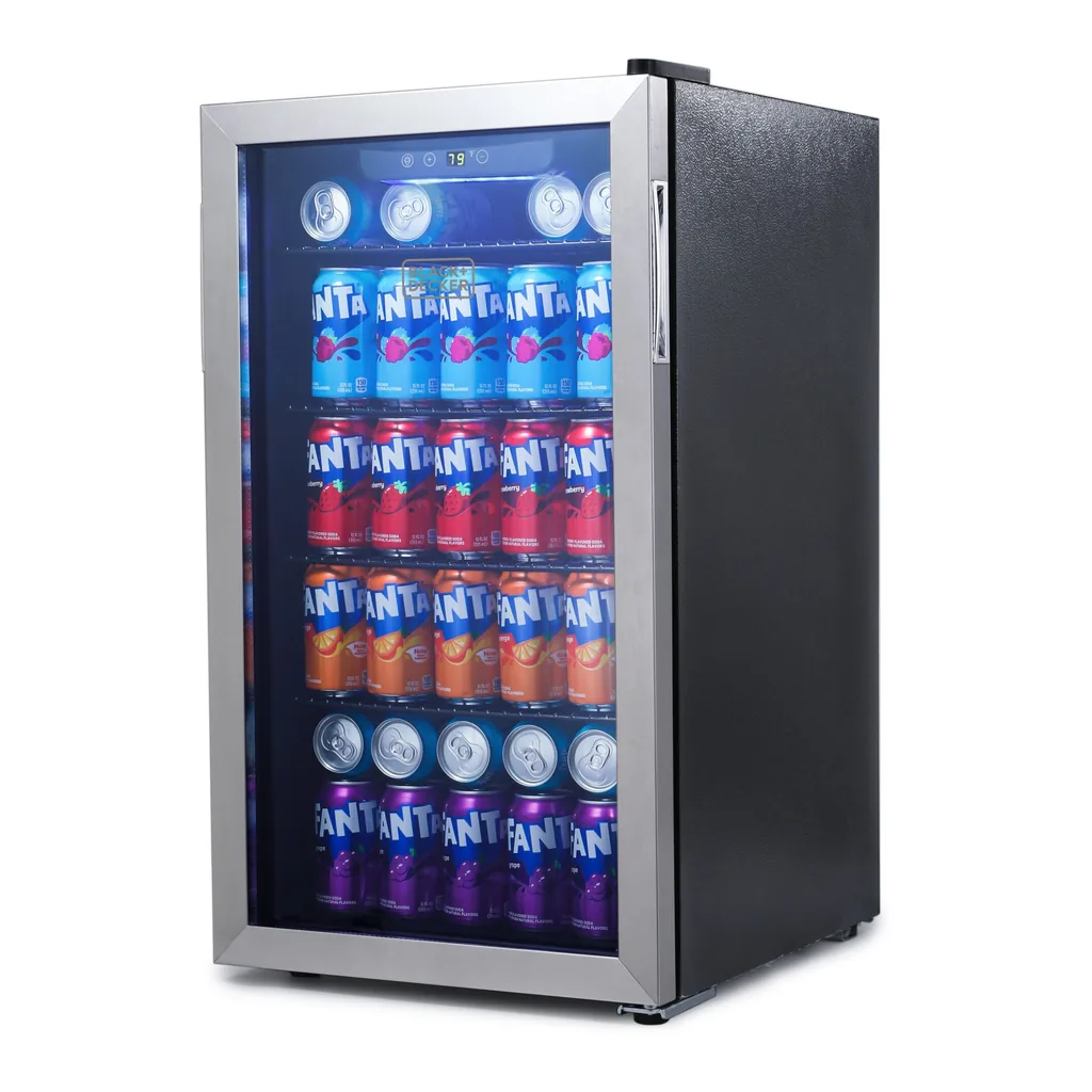 39885311-6659-453f-9e15-8fffe8c8cdaa.jpg Black+Decker - 3.3 Cu. Ft. Beverage Cooler, 112-Can Drink Fridge with Double Pane Glass Door and LED Display for Home Bar, BDB31HS - Black