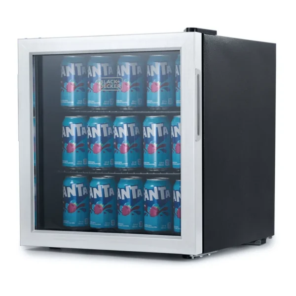 39ee8750-d680-4e4e-8ed4-e3da205e31e7.jpg Black+Decker - 1.7 Cu. Ft. Beverage Cooler, 63-Can Drink Fridge with Double Pane Glass Door for Home Bar or Office, BDB16HS - Black