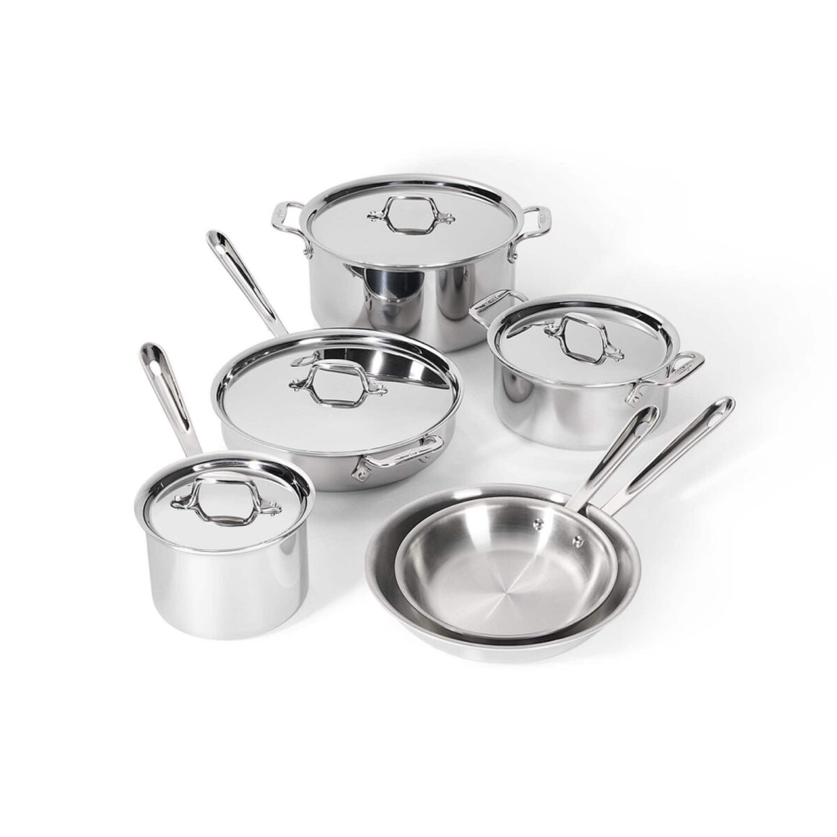 3a23cd75-b2a7-4181-830b-f433607b404a.jpg All Clad - All-Clad 10pc Stainless Steel Cookware Set, 3-Ply Bonded - Silver