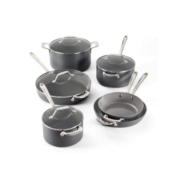 3a2b994e-5050-4d92-b76d-6061f45bac83.jpg All Clad - All-Clad 10pc HA1® Ceramic Nonstick Cookware Set - Light Gray