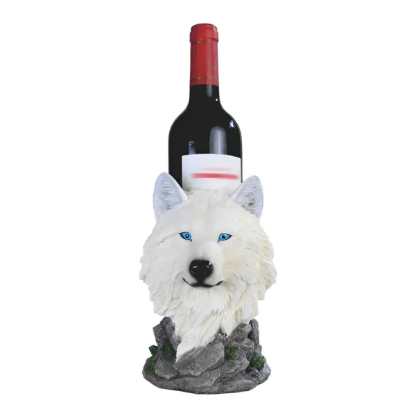 3a871a72-a127-4171-8573-e2803bbd7cab.jpg FC Design - 7.75"H Snow Wolf Wine Rack Bottle Holder Dining Room Figurine - Multicolor