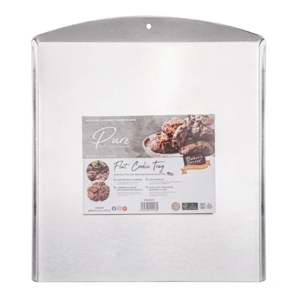 3b00a33f-f07c-47e6-8761-ab517634030c.jpg Baker's Secret - Commercial Grade Natural Pure Aluminum 16" Cookie Sheet Flat, 100% Recycled, Baking Tray For Oven - Silver