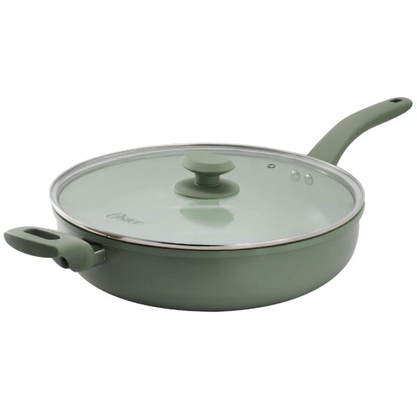 3b0c30be-bb18-4578-b39c-eebd4bc0c740.jpg Oster - Sutterville Choice 5 Quart Ceramic Nonstick Saute Pan with Lid in Evergreen - Greeb