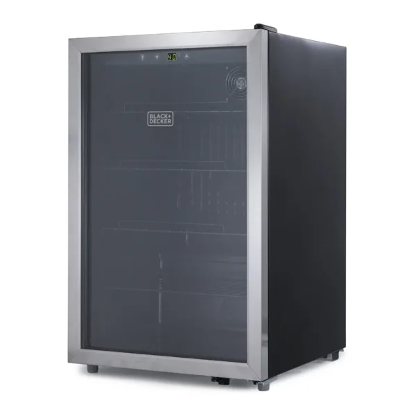 3bad10f4-85ea-43da-be68-7255987e9ed4.jpg Black+Decker - 4.4 Cu. Ft. Beverage Cooler, 160-Can Drink Fridge with Double Pane Glass Door and LED Display for Home Bar, BDB44LS - Black
