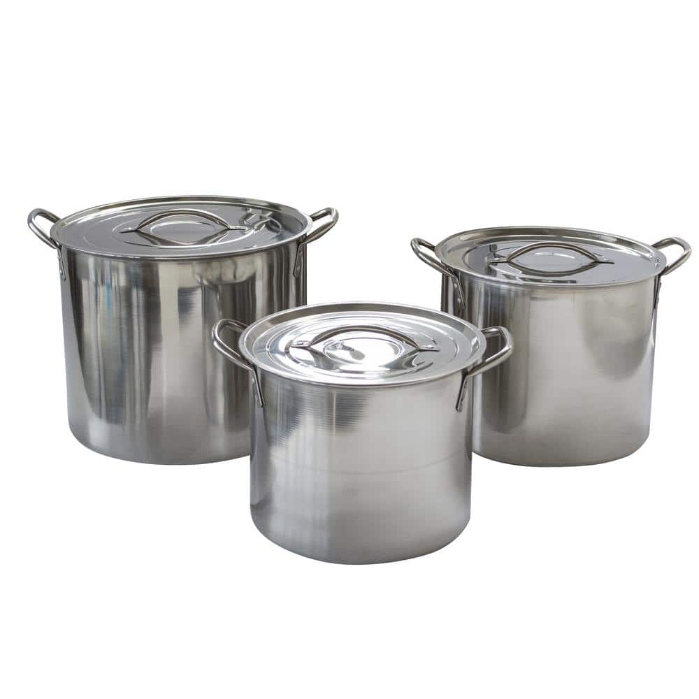 3cc92b9b-a14b-42fc-a07a-b0ae1b51e829.jpg AmeriHome - 6 Piece Stainless Steel Stock Pot Set - Silver