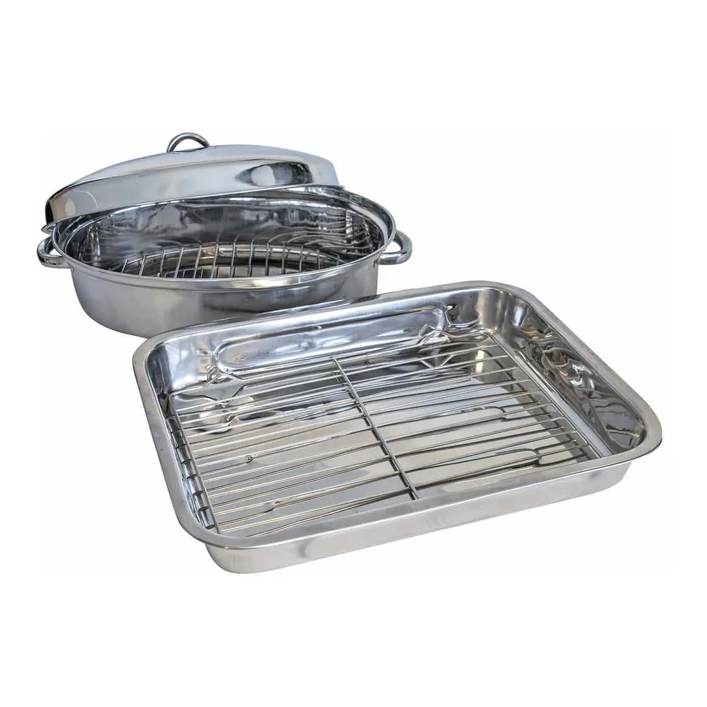 3e9237d8-9fec-4478-94f2-34d8a2c76318.jpg AmeriHome - 2 Piece Stainless Steel Roasting Set