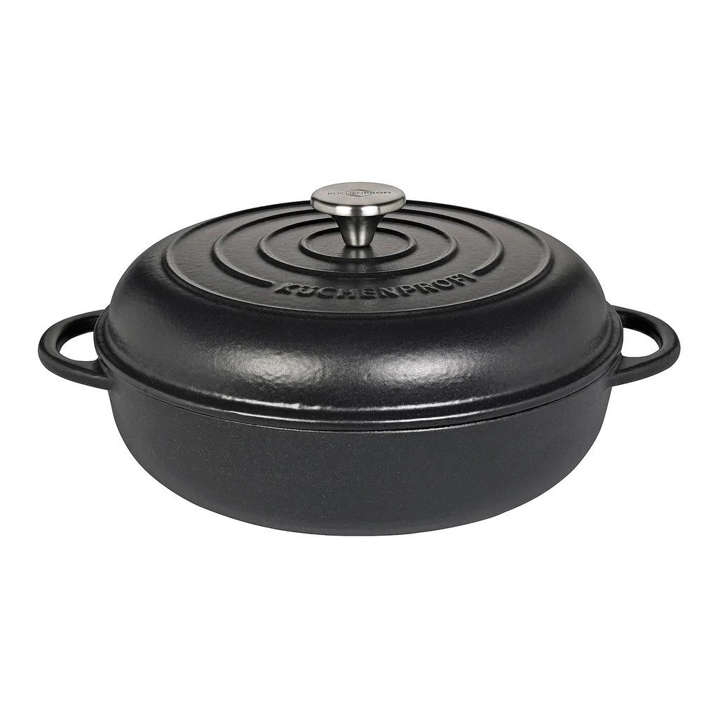 3f60998a-526d-42d7-9cd1-b67f77ddee1e.jpg Kuchenprofi - Provence Enameled Cast Iron Casserole, 11" dia., 4.1 qt - Classic Black