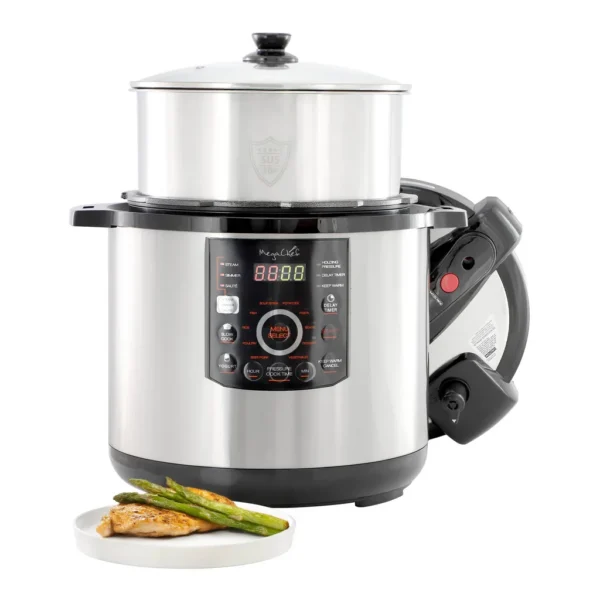 405b6736-0055-475f-8913-3b14026fe99f.jpg MegaChef MCPR-3800 12 Quart Steel Digital Pressure Cooker with 15 Presets and Glass Lid – Silver