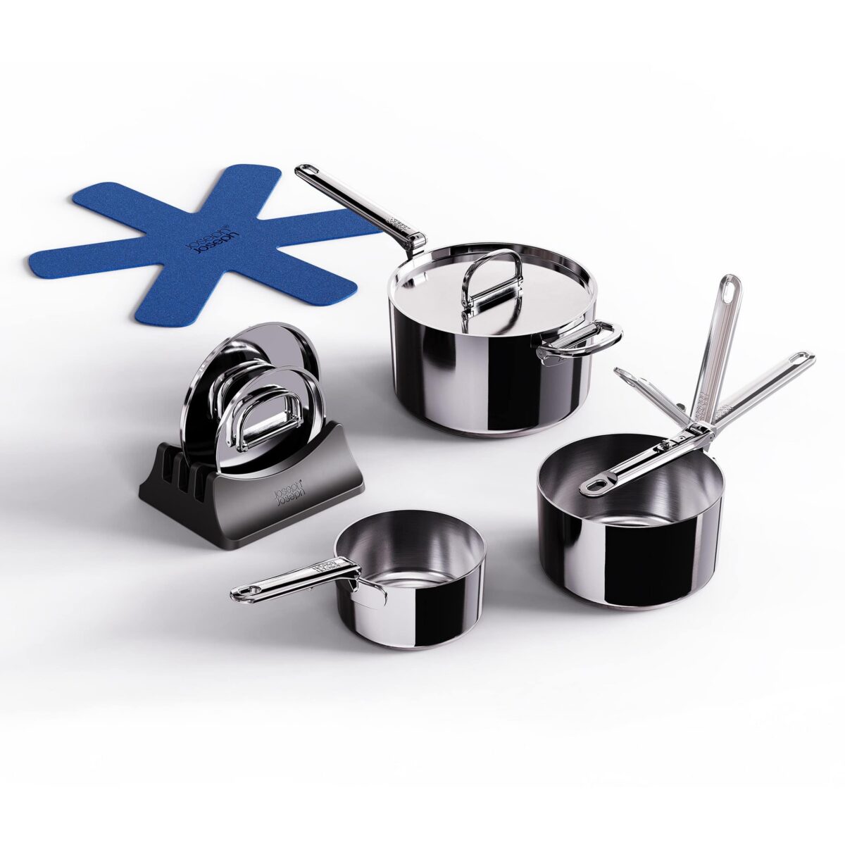 405cb893-0c7a-4ec0-b47e-d3b6c4c56dc8.jpg Joseph Joseph - Space Steel 6-piece Saucepan Set with Folding Handles - Stainless Steel