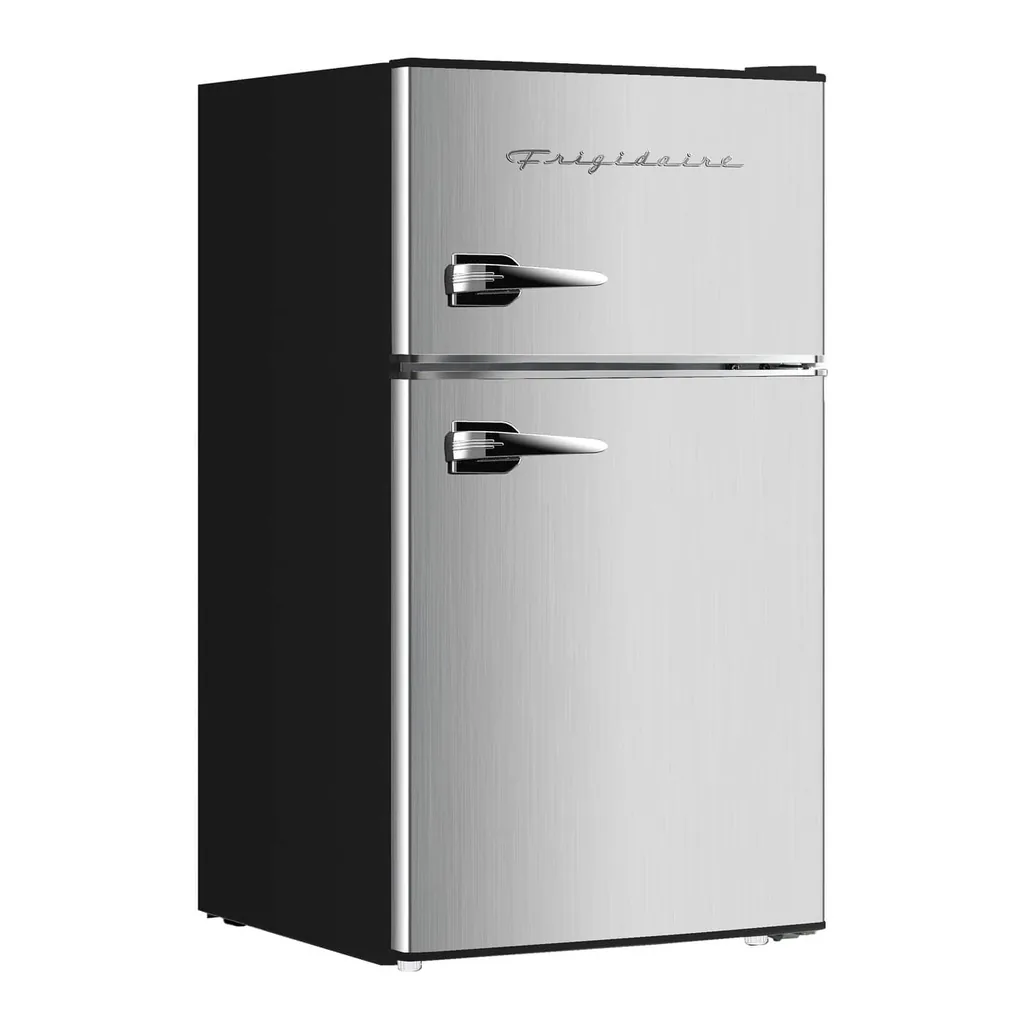 40852cbb-1a7b-4c18-8227-00c5c2a28f3d.jpg Frigidaire - 3.2-cu Ft. 2-door Retro Compact Refrigerator With Freezer, Efr391-b, Design With Chrome Trim - Platinum