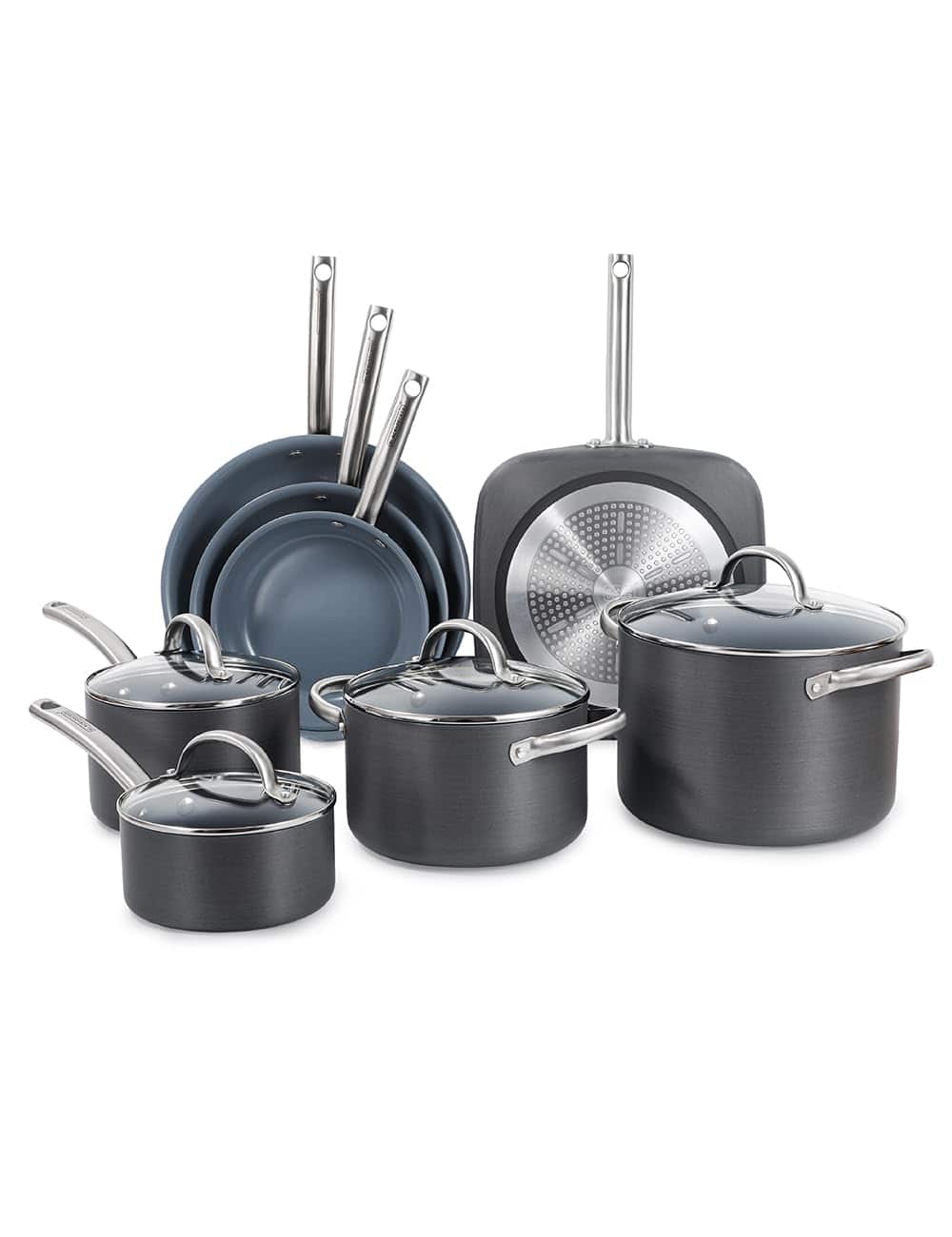 412b0088-2849-49d5-98e5-e70ddb042d78.jpg Black+Decker - 12-Piece Ceramic Hard Anodized Aluminum Cookware Set with Ceramic Non-Stick Coating - Gray
