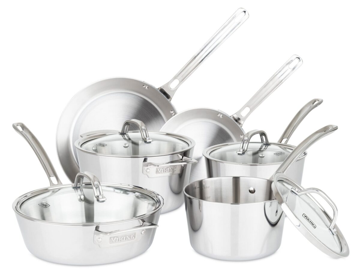 4149c13f-a63d-49b8-9c8c-14ccdc8c7fc7.jpg Viking - Contemporary 3 Ply 10 Piece Cookware Set- Mirror - Stainless Steel