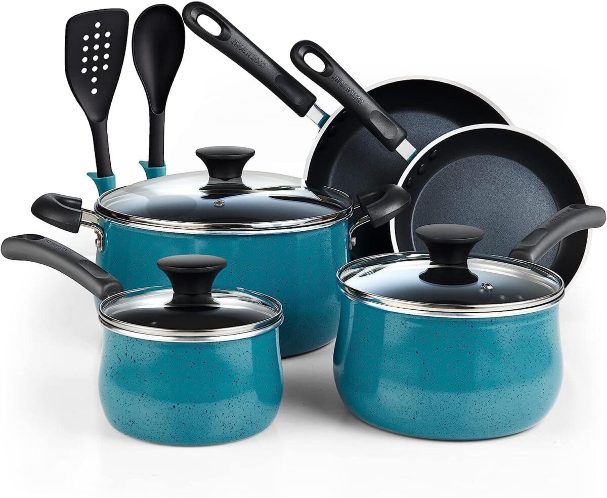 41533671-b749-4a49-b32c-97851ee791fb.jpg Cook N Home - Nonstick Cookware 10-Piece, Belly Shape with Frying Pans and Saucepans, Induction Compatible - Turquoise
