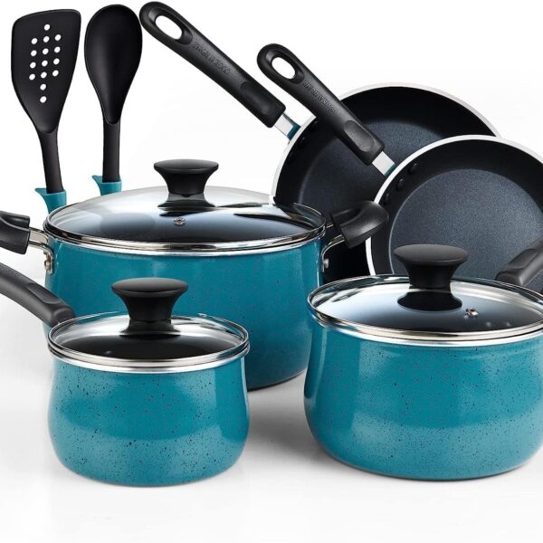 41533671-b749-4a49-b32c-97851ee791fb.jpg Cook N Home - Nonstick Cookware 10-Piece, Belly Shape with Frying Pans and Saucepans, Induction Compatible - Turquoise