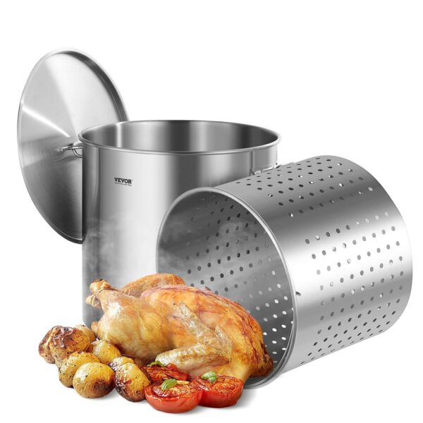 41ec98c0-7fae-42f5-b823-35b23ae4c60b.jpg VEVOR - Stainless Steel Stockpot, 100 Quart Large Cooking Pots, Cookware Sauce Pot with Basket, Lid, and Handle - Stainless steel color
