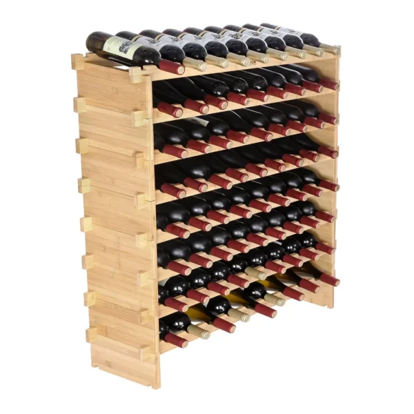428d81b6-72ae-4ef4-bb89-fb84e863d12f.jpg VEVOR - 72 Bottle Stackable Modular Wine Rack, 8-Tier Solid Bamboo Wood Storage Racks - Natural Color