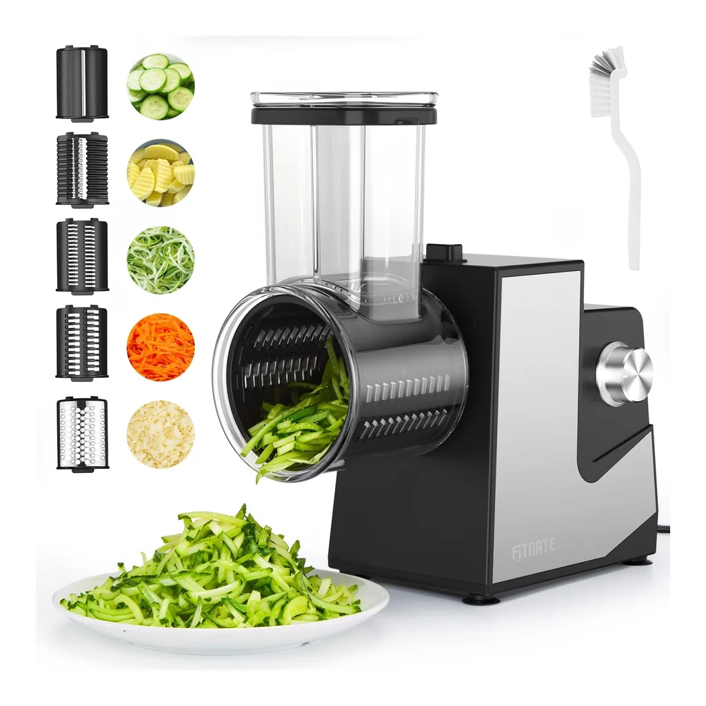 431062d7-b740-4433-a9e4-07ca93a3963a.jpg Fitnate - Multifunctional Electric Grater Slicer & Shredder for Cheese, Vegetables, Fruits - Black