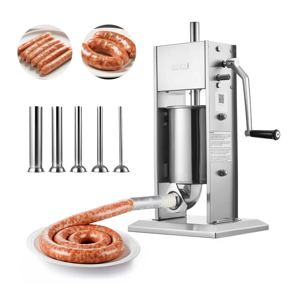 431dbb54-79b6-49e1-ae1e-b017e44dd78f.jpg VEVOR YS-3L Manual Sausage Stuffer, 7 LBS / 3 L Vertical Meat Stuffer, Heavy Duty Sausage Casing Meat Stuffing Machine – Silver