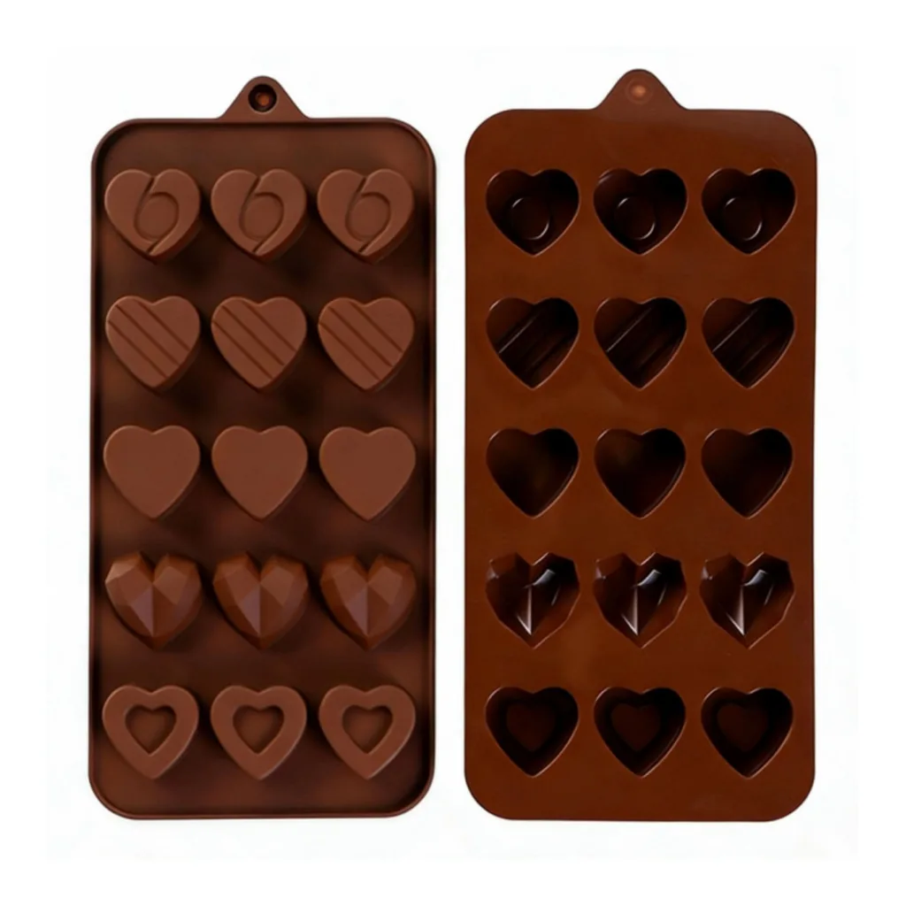 43745477-d464-45b1-9a78-d44d9b3b29ad.jpg Kitcheniva - Silicone Heart Design Chocolate Drop Mold with 5 Unique Designs (4.0 x 8.7 Inch)