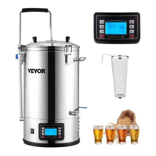 439b7ce0-66d5-453a-96a9-d4d9217a2681.jpg VEVOR - Electric Brewing System, 9.2 Gal/35 L Brewing Pot, All-in-One Home Beer Brewer with Pump,100-1800W Power - Silver