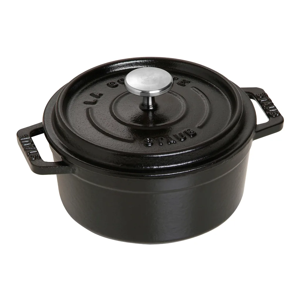 456bdf20-9320-4490-a3c1-573f2b9a4af4.jpg Staub - Cast Iron Round Dutch Oven, Made in France, 0.5-qt, Black - Matte Black