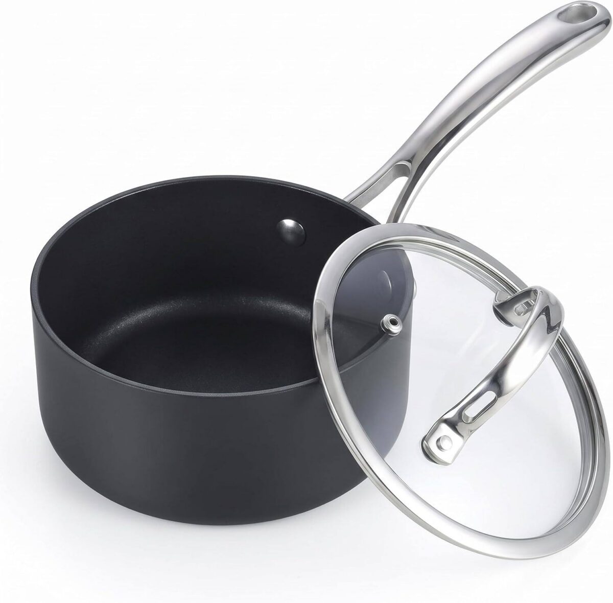 4622a215-79e7-4e94-97a6-f9bba50926db.jpg Cooks Standard - 1qt Hard Anodized Heavy duty Aluminum Nonstick Saucepan with Glass Lid,Stay Cool Handle, Not Induction - Black
