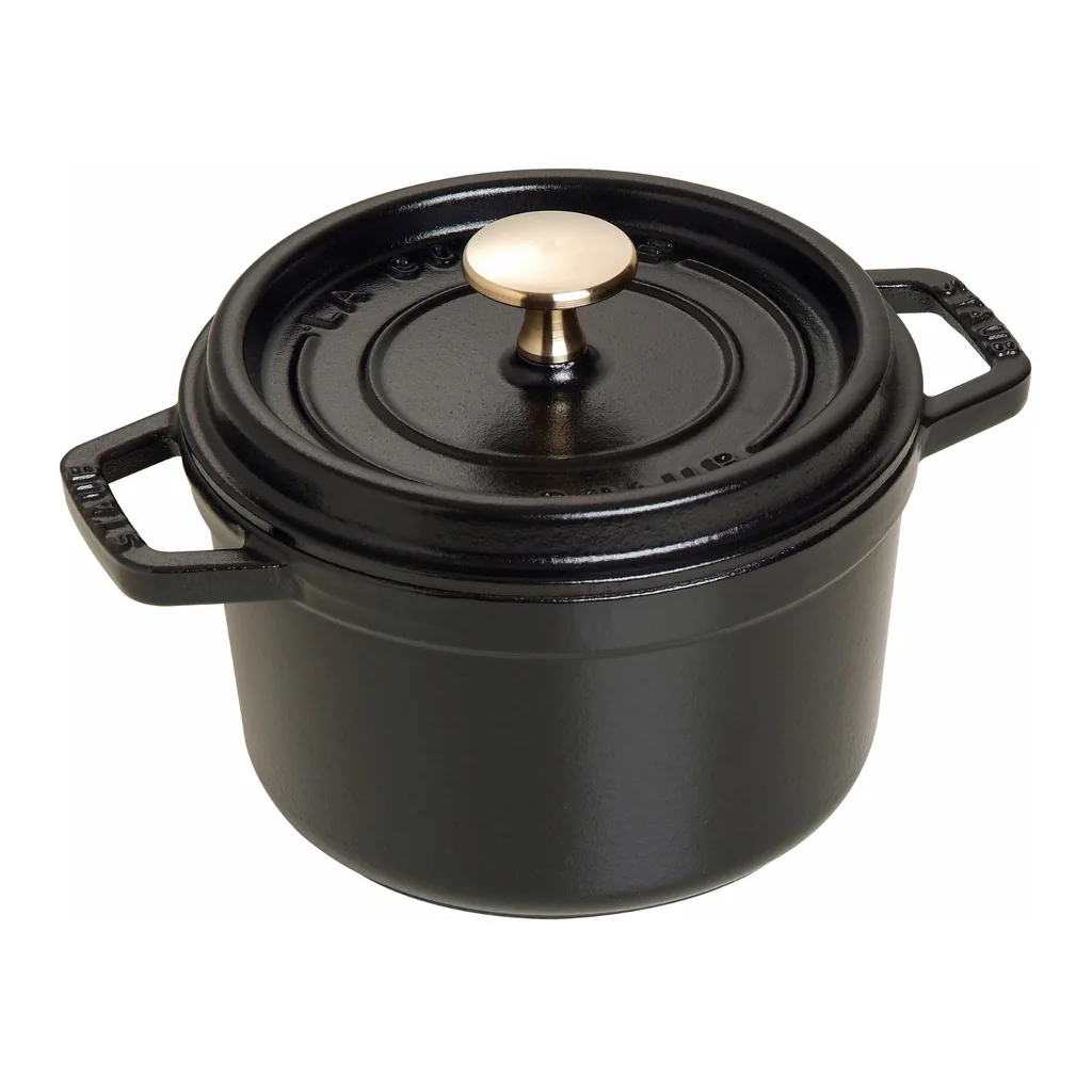 4778e535-36f9-4eec-9d6d-bf209a7982ae.jpg Staub - Cast Iron Round Dutch Oven, Made in France, 1.25-qt, Black - Matte Black