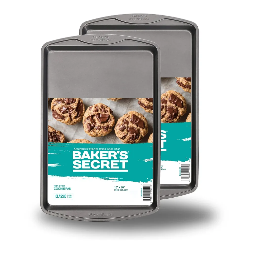 47b76117-c0b7-481d-87f9-db8a450dd29e.jpg Baker's Secret - 2pcs Cookie Sheet Non-stick 0.8"x10.8"x17.5" Classic Line Carbon Steel - Dark Gray