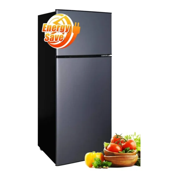 4853b35b-cb67-40a0-a21e-360d169988e1.jpg Loheer - 7.4 Cu. Ft. Top-Mount Refrigerator with Separate Freezer, Glass Shelves & LED Lighting - VCM Steel - Blue