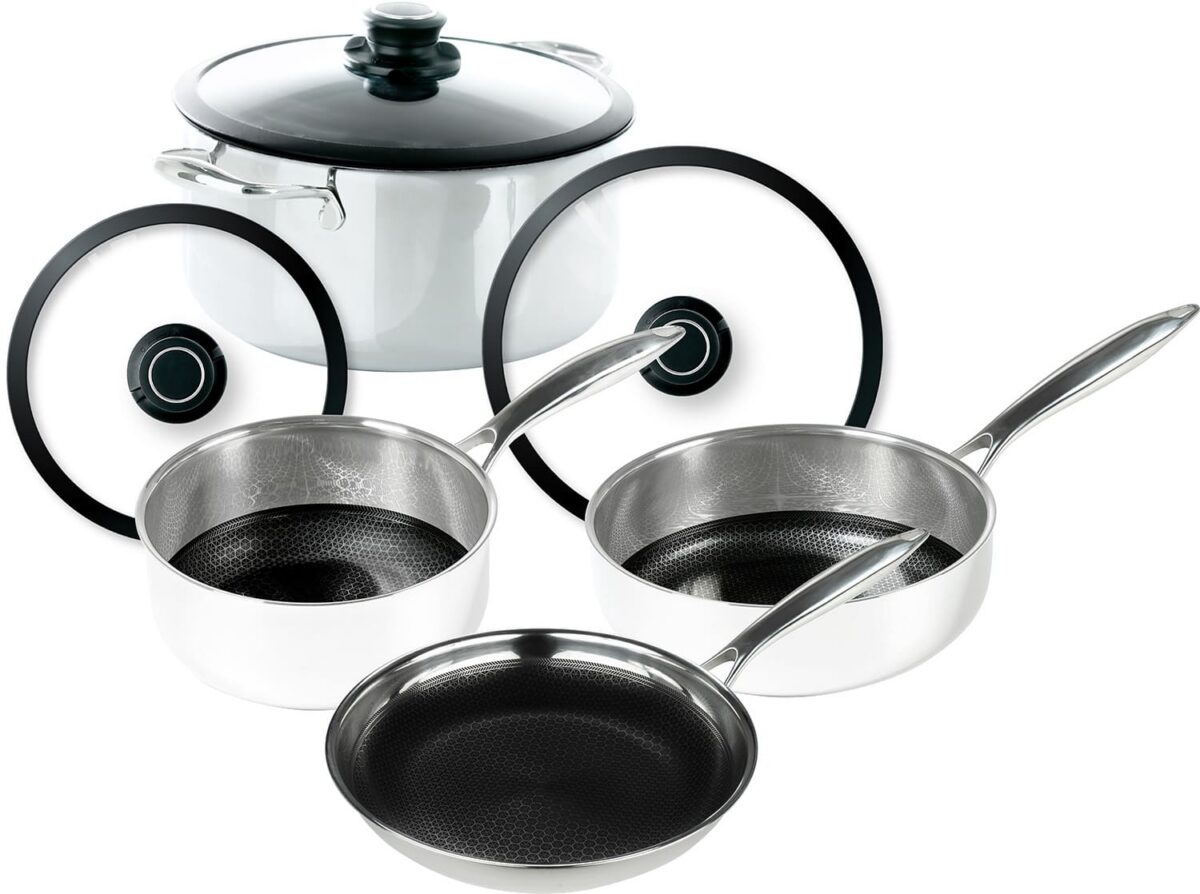 4909f4f7-c277-492a-a93c-fff5dd531e97.jpg Frieling - Black Cube Hybrid Quick Release 7 Piece Cookware Set - Silver