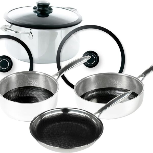 4909f4f7-c277-492a-a93c-fff5dd531e97.jpg Frieling - Black Cube Hybrid Quick Release 7 Piece Cookware Set - Silver
