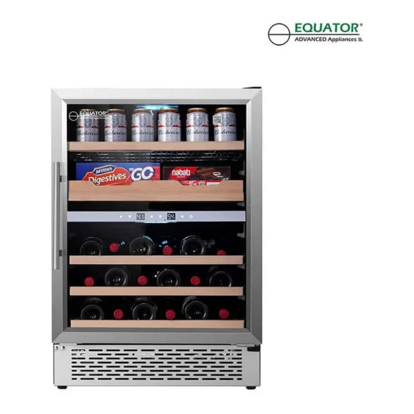 4ca0aa54-c9dd-44c4-9eba-d37769c10dbd.jpg Equator - GC 43 SL 24 inch Dual Zone Beverage Center Wine Refrigerator Anti-UV 43 Bottles 45 Cans Gourmet Center 110V - Black