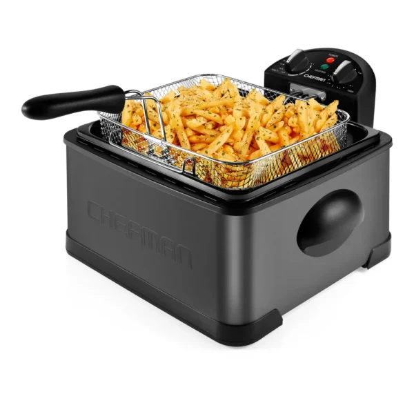 4d1feef4-8ea9-43aa-ad72-f74219a5f03f.jpg Chefman - Deep Fryer with Basket Strainer, 4.5 Liter XL Jumbo Size, Adjustable Temperature & Timer - Black