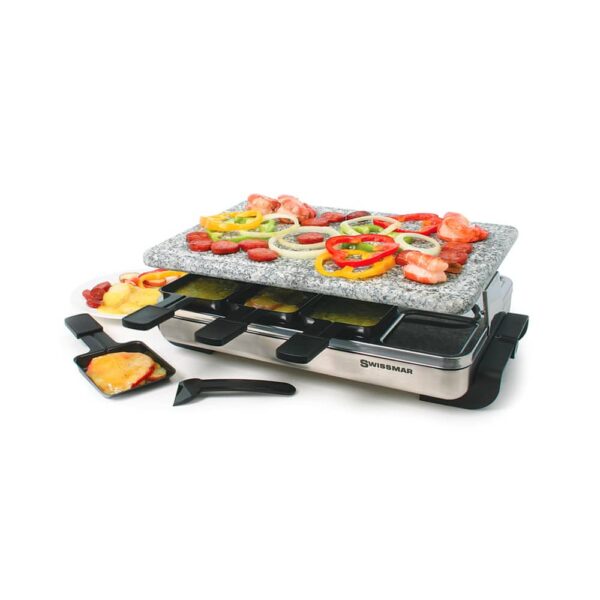 4d955327-b265-4288-a276-40087c59667f.jpg Swissmar - Stelvio 8 Person Raclette Grill With Granite Stone - Black