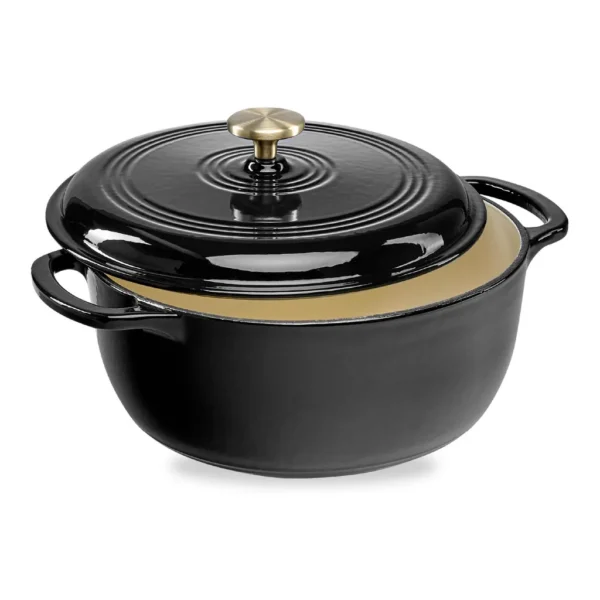 4f2d3f0a-91f8-4bbe-9621-dc2383c42f7e.jpg Best Choice Products - 6 Quart Enamel Cast-Iron Dutch Oven, Heavy-Duty Cookware w/ Dual Handles, Lid - Black Licorice
