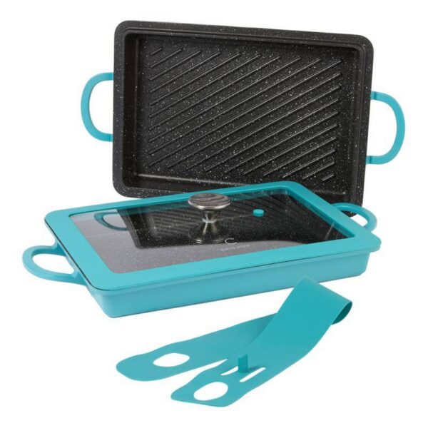 4f634ba7-4188-46b3-ae8a-afd878c74d59.jpg Curtis Stone - Refurbished Excellent - 13-in-1 Dura-Pan+ Sauté Pan with Grill Pan and Lid - Turquoise