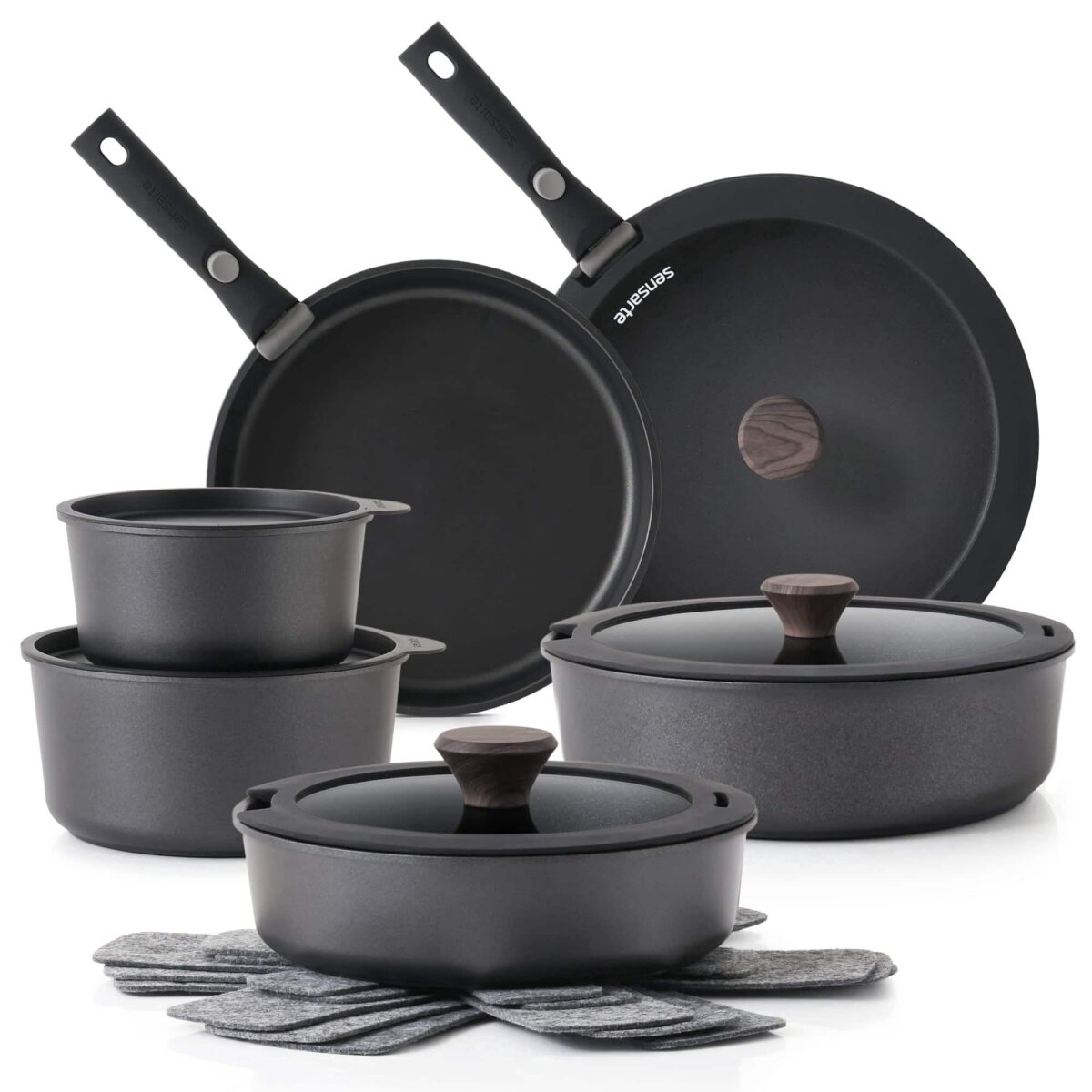 4fc35d08-d6b7-4294-bf67-cd96474c9681.jpg SENSARTE - 18Pcs Nonstick Pots and Pans Set with Detachable Handle, Induction Compatible, Stackable, Dishwasher/Oven Safe - Black