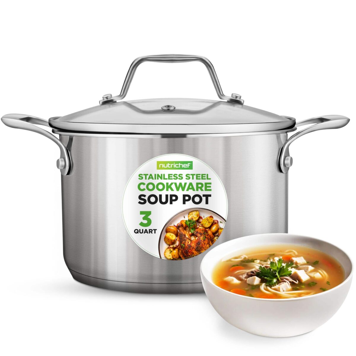 500b28b1-3066-4739-9198-936e714ffc73.jpg NutriChef - 3-Quart Stainless Steel Soup Pot, Induction-Compatible with See-Through Lid - NCSP3 - Silver
