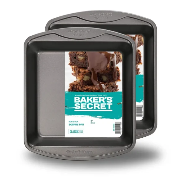 5158827e-2af6-4589-bd96-a98386aa2d58.jpg Baker's Secret - 2pcs Square Pan Non-stick 2.2"x8.6"x10.4" Classic Line Carbon Steel - Dark Gray