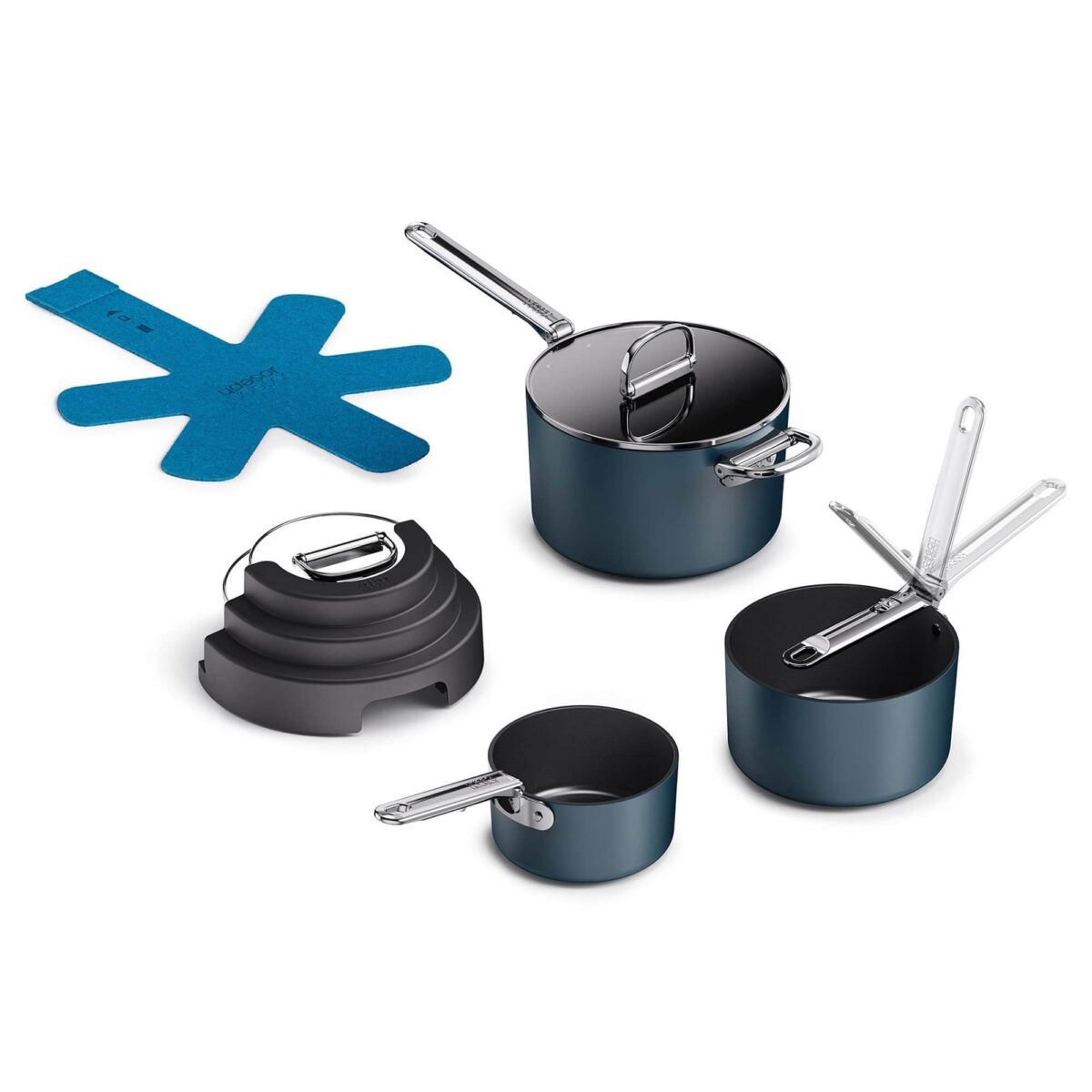 532b902c-7f37-4528-bd4a-c6d27d3c5c52.jpg Joseph Joseph - Space Ceramic Non-stick 6-piece Saucepan Set with Stacking Lid Storage - Blue