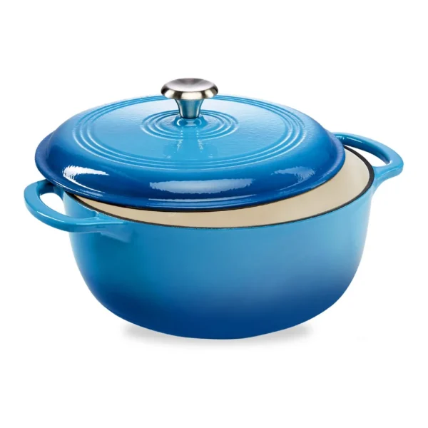 53e0a6b6-645c-4af1-a4ec-3c287b54f298.jpg Best Choice Products - 6 Quart Cast-Iron Dutch Oven, Heavy-Duty Kitchenware w/ Enamel, Side Handles - Blue