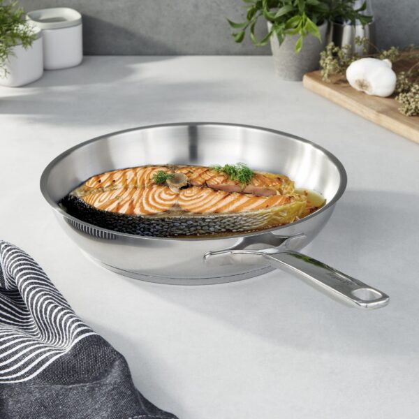 546e9fce-0e76-482c-b2d8-0c7c9c98ab74.jpg BergHOFF - DiNA Helix Recycled 18/10 Stainless Steel Frying Pan, 11" - Silver