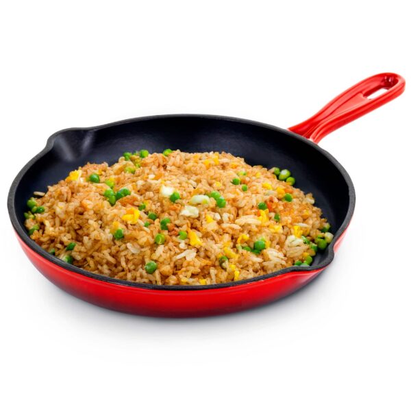 5558e395-2209-4879-ab2f-0a9de37a28b8.jpg MegaChef - Round 10.25 Inch Enameled Cast Iron Skillet - Red