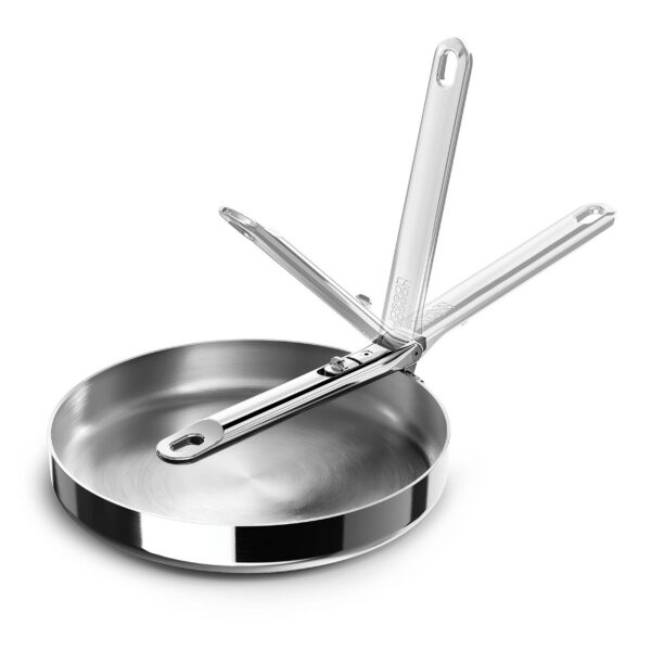 56962ec8-4290-4763-9eb1-fbfe4657b80d.jpg Joseph Joseph - Space Steel 9.5'' Frying Pan with Folding Handle - Stainless Steel